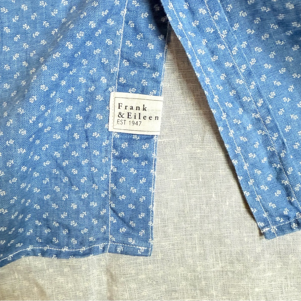 Frank & Eileen Linen Eileen Button Down Shirt Blue XS - Picture 3 of 6